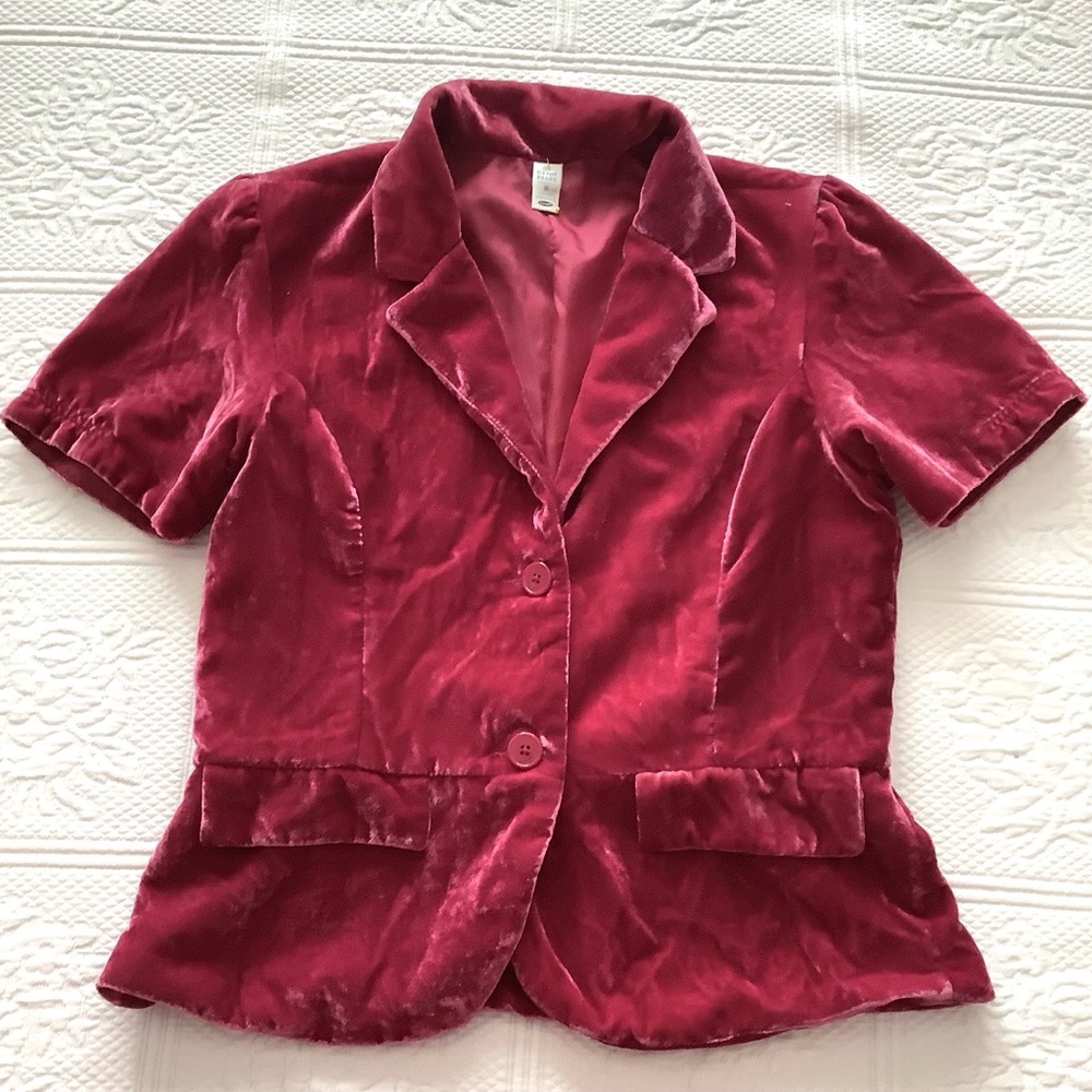 Old Navy Women's Vintage Velvet Blazer in Rich Burgundy M